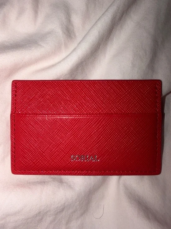 Sorial Red Textured Leather Card Sleeve - Picture 1 of 3
